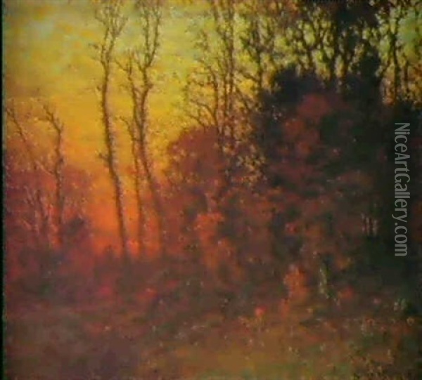 Indian Summer Sunset Oil Painting - John Joseph Enneking