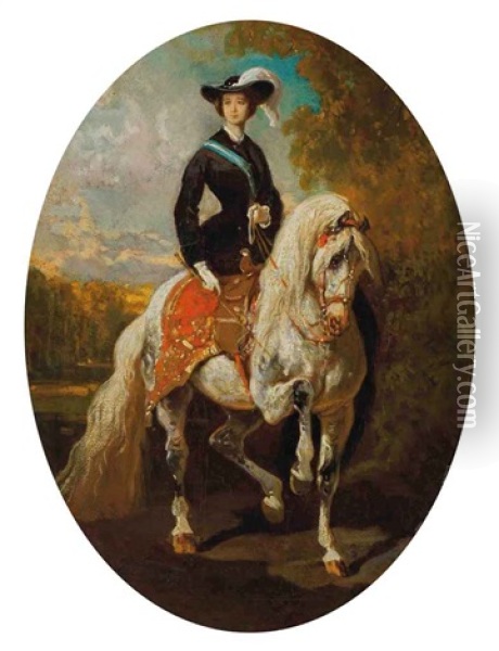 L'imperatrice Eugenie Oil Painting - Alfred De Dreux