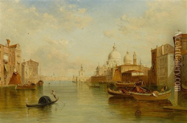 The Grand Canal, Venice; The Doge's Palace (a Pair) Oil Painting - Alfred Pollentine
