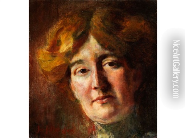 Damenportrait Oil Painting - Josef Mehoffer