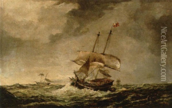 Ships At Sea Oil Painting - Louis-Gabriel-Eugene Isabey