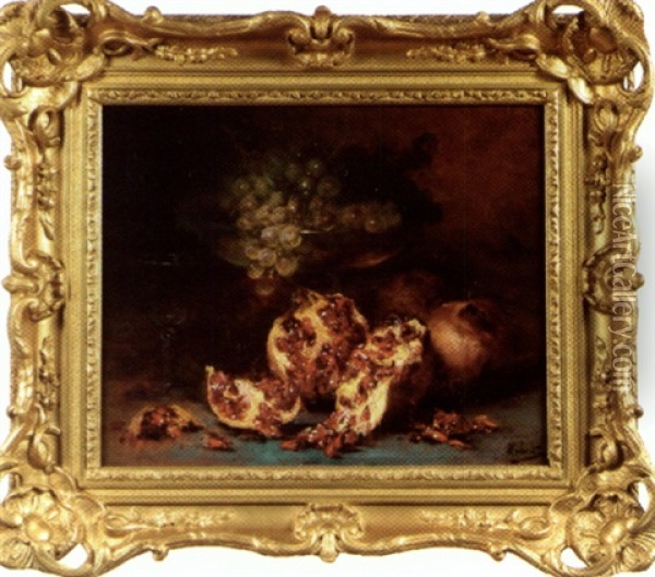 Nature Morte Aux Grenades Et Raisins Oil Painting - Charles Hubert