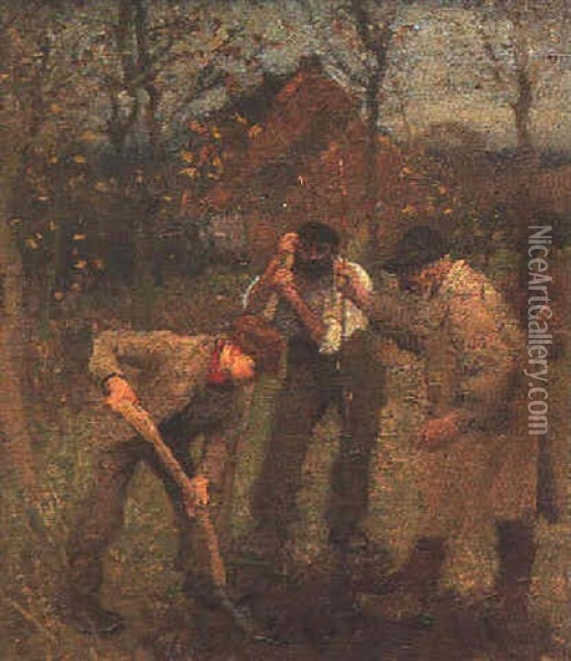 Planting A Tree Oil Painting - Sir George Clausen