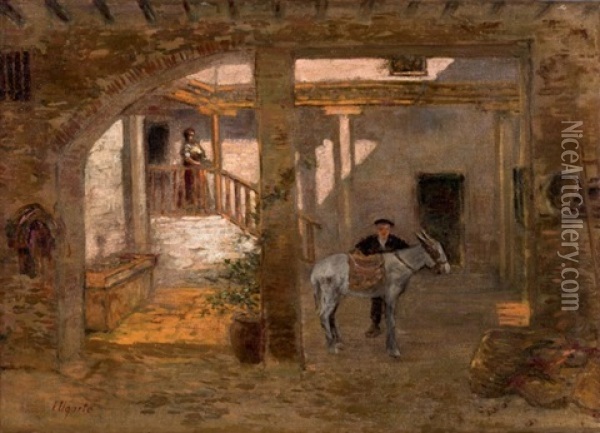 Patio De Pueblo Oil Painting - Ignacio Ugarte