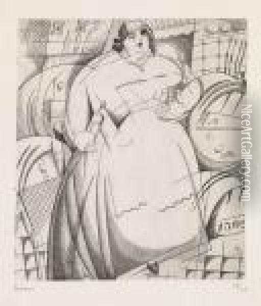 La Cabaretiere Obese Oil Painting - Jean Emile Laboureur