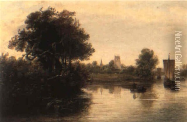A View On The Thames Oil Painting - Charles Marshall