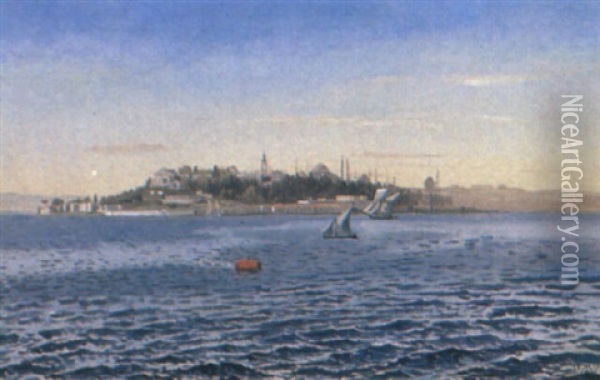 Views Of Istanbul Oil Painting - Harald-Adof-Nikolaj Jerichau