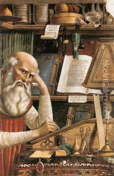St Jerome in his Study (detail) 1480 Oil Painting - Domenico Ghirlandaio
