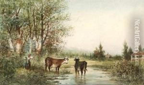 La Gardienne Du Troupeau Oil Painting - Emile Henry