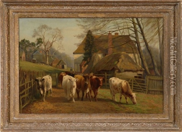 A Kentish Homestead Oil Painting - William Sidney Cooper