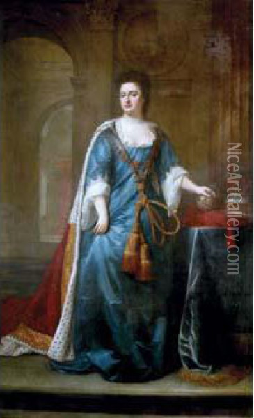 Portrait D'anne Stuart, Reine D'angleterre Et D'irlande En Manteau D'apparat Oil Painting - Sir Godfrey Kneller