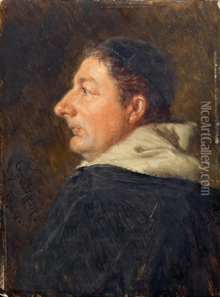 Portrait Of A Cleric Oil Painting - Eduard von Gruetzner
