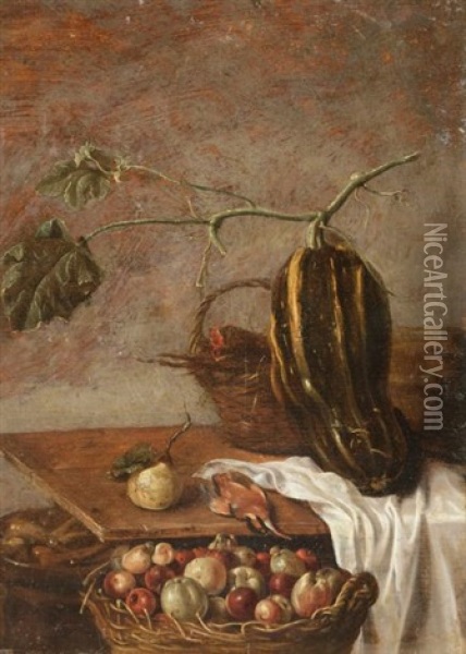 Nature Morte De Fruits Et De Legumes Oil Painting - Sybrand Van Beest