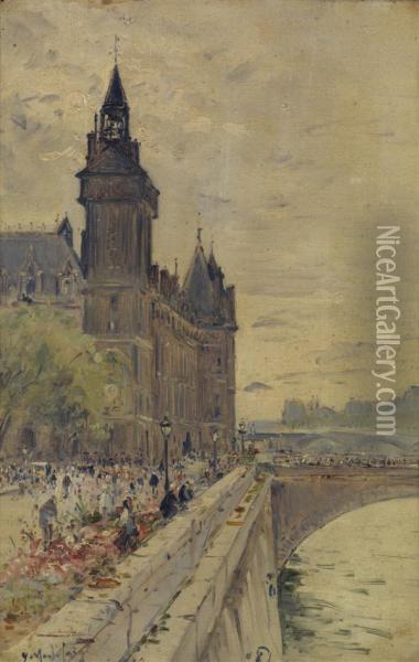 Les Quais De L'horloge A Paris Oil Painting - Gustave Madelain