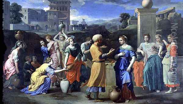 Eliezer and Rebecca at the Well, 1648 Oil Painting - Nicolas Poussin