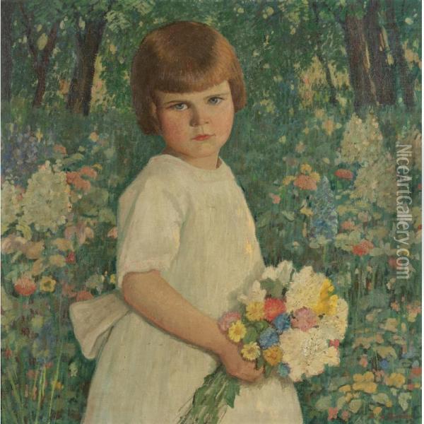 Portrait Of A Young Girl Oil Painting - Rae Sloan Bredin