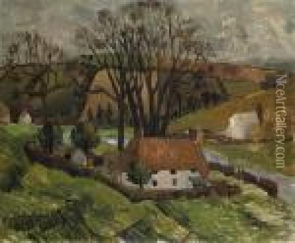 Cottage At Broadchalke, Wiltshire Oil Painting - Christopher Wood