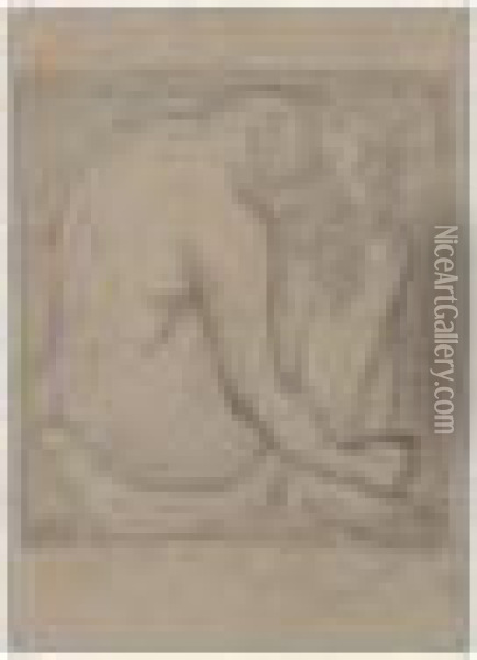 A Female Nude Seated, Turned To The Right. Oil Painting - Aristide Maillol