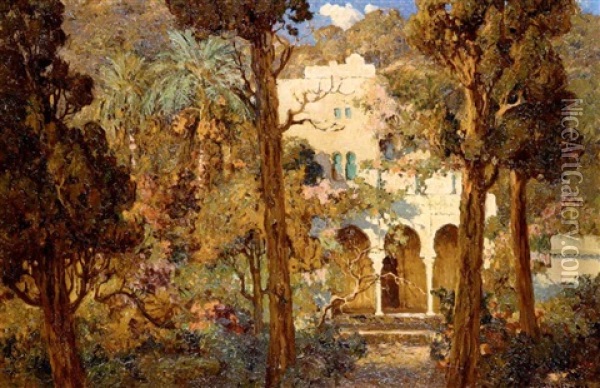 Jardin A Alger Oil Painting - Eugene F. A. Deshayes