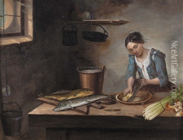Kucheninterieur Oil Painting - Peter Paul Joseph Noel