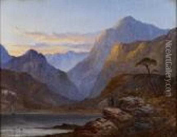 An Autumn Sunset In Glencoe Oil Painting - George Blackie Sticks