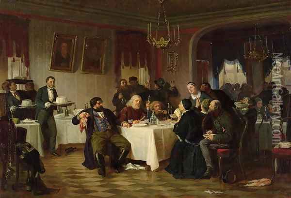 The Restaurant Oil Painting - Firs Sergeevich Zhuravlev