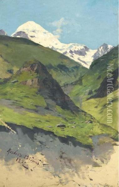 Caucasian Hillside Oil Painting - Franz Roubaud