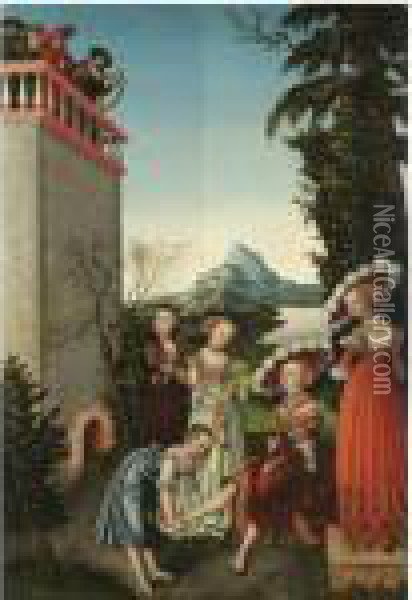 David And Bathsheba Oil Painting - Lucas The Elder Cranach