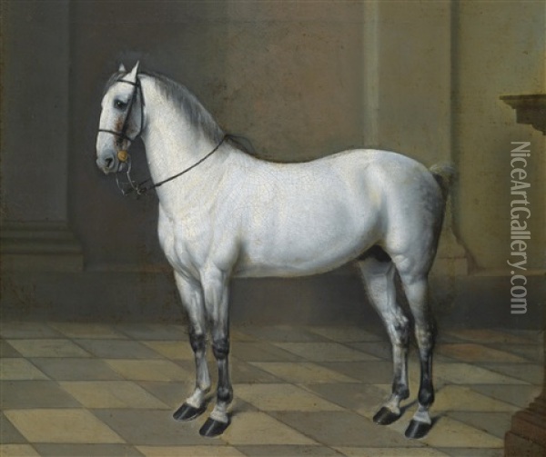 Ein Lipizzanerhengst Oil Painting - Philipp Ferdinand de Hamilton