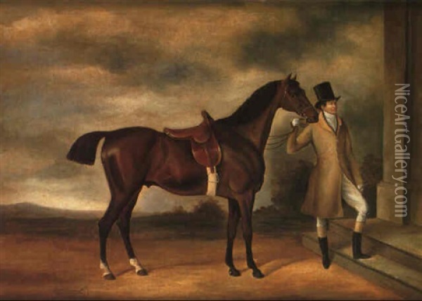 Red Samuel, A Racehorse Oil Painting - Emil Adam
