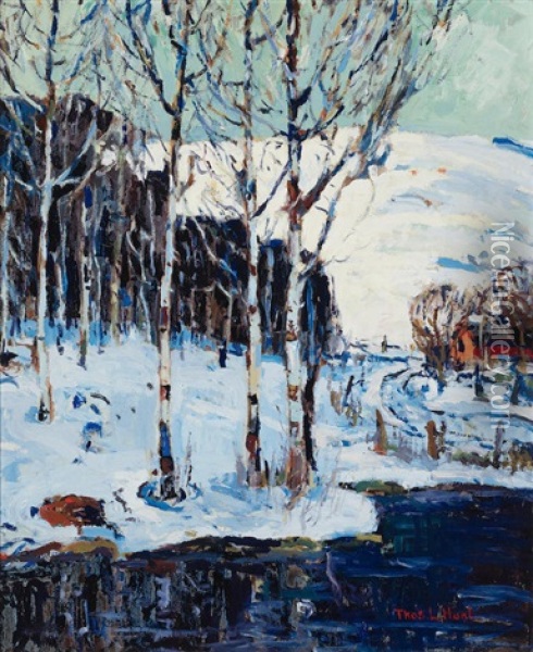 A Lakeview In Winter Oil Painting - Thomas Lorraine Hunt