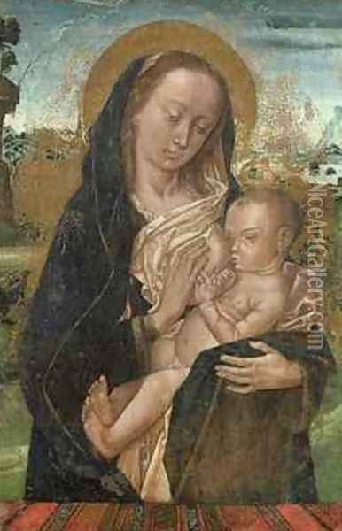 The Virgin Mary Quieting the Baby Jesus Oil Painting - Goes, Hugo van der