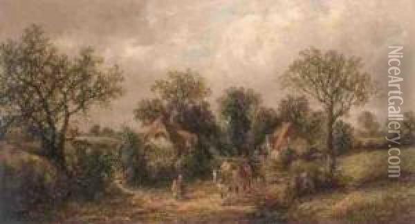 Returning Home On A Country Lane Oil Painting - James Edwin Meadows
