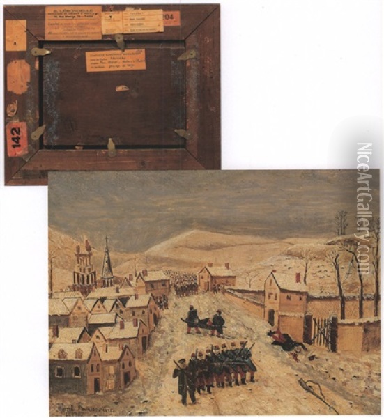 Paysage D'hiver Avec Scene De Guerre Oil Painting - Henri Rousseau