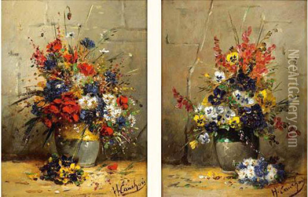 Bouquets De Fleurs Des Champs Oil Painting - Eugene Henri Cauchois