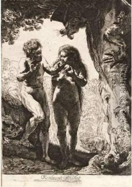 Adam Et Eve. Oil Painting - Rembrandt Van Rijn