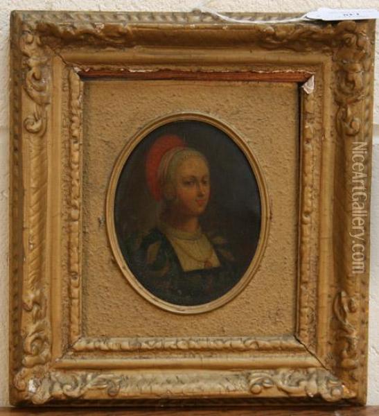 Length Portrait Of A Lady Wearing Traditional Costume Oil Painting - Hans von Marees