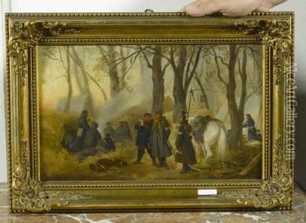 Soldaten Bei Der Rast. Oil Painting - Otto Edmund Gunther