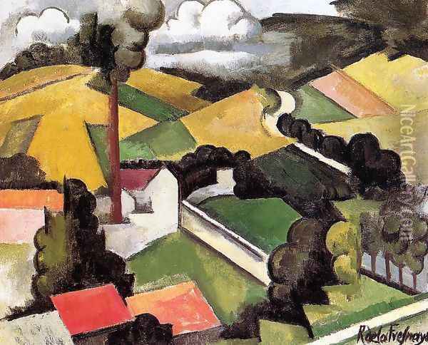The Factory Chimney, Meulan Landscape Oil Painting - Roger de La Fresnaye