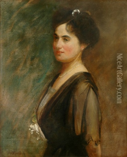 Portrait Of Violet Bancroft Oil Painting - Thomas William Roberts
