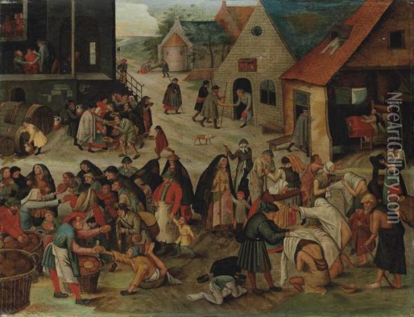 The Seven Acts Of Mercy Oil Painting - Pieter The Younger Brueghel
