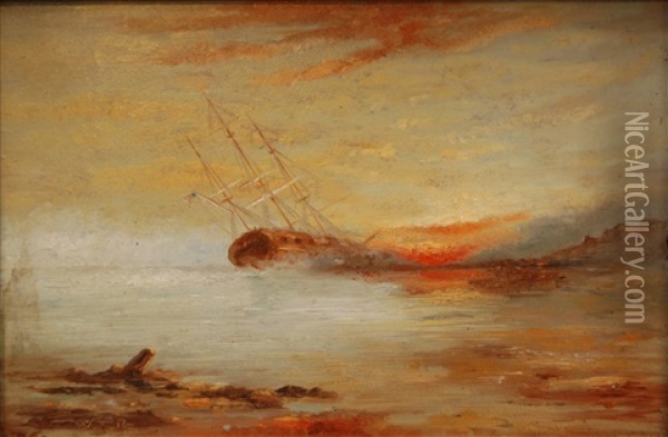 Sinking Ship Oil Painting - William Trost Richards
