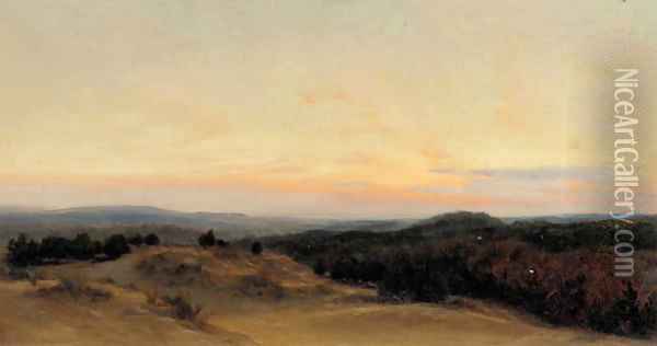 Sunset over the dunes Oil Painting - Henry William Banks Davis