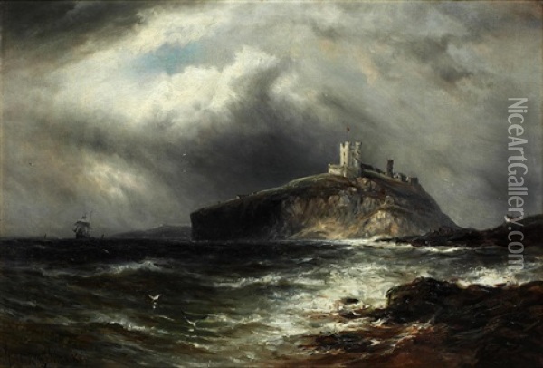 Castle On A Scottish Headland Oil Painting - Gustave de Breanski