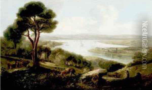 View Of South London Oil Painting - John Joseph Barker Of Bath