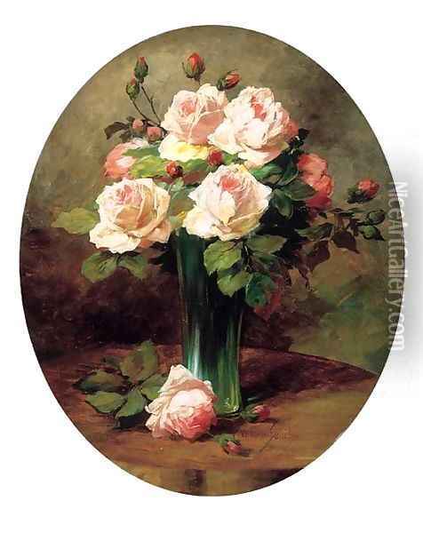 Pink roses in a vase Oil Painting - Wilhelm Schutze