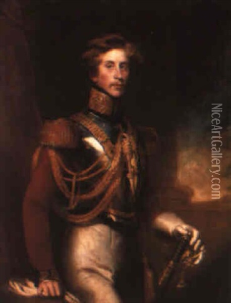 Portrait Of Arthur Vanisttart, Standing Three-quarter Length By A Table Oil Painting - James Godsell Middleton