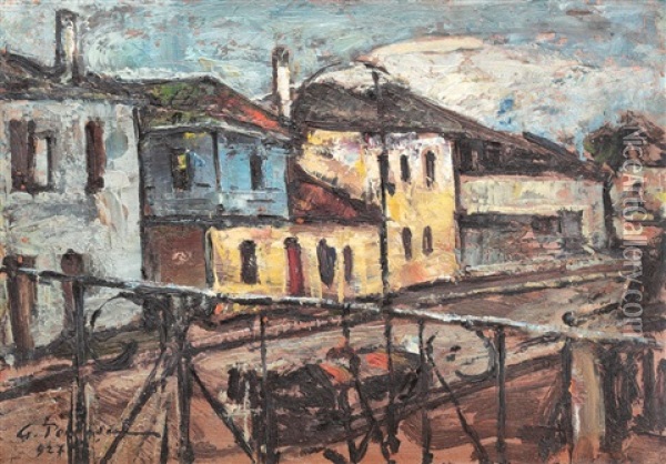 Houses From Silistra Oil Painting - Gheorghe Petrascu