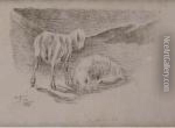 Unten Links Monogrammiert Oil Painting - Giovanni Segantini