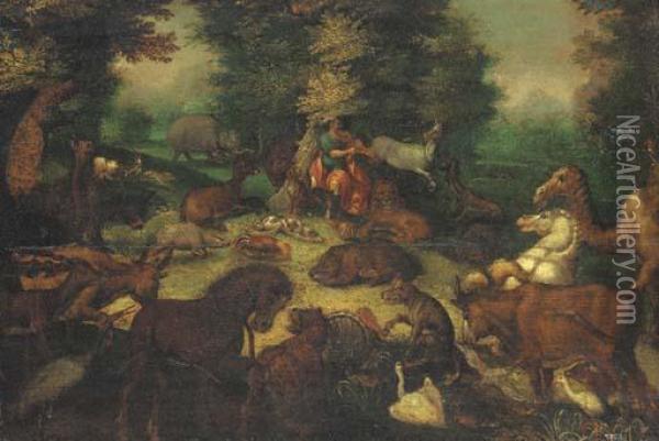 Orpheus Charming The Animals Oil Painting - Frederick Ii Bouttats